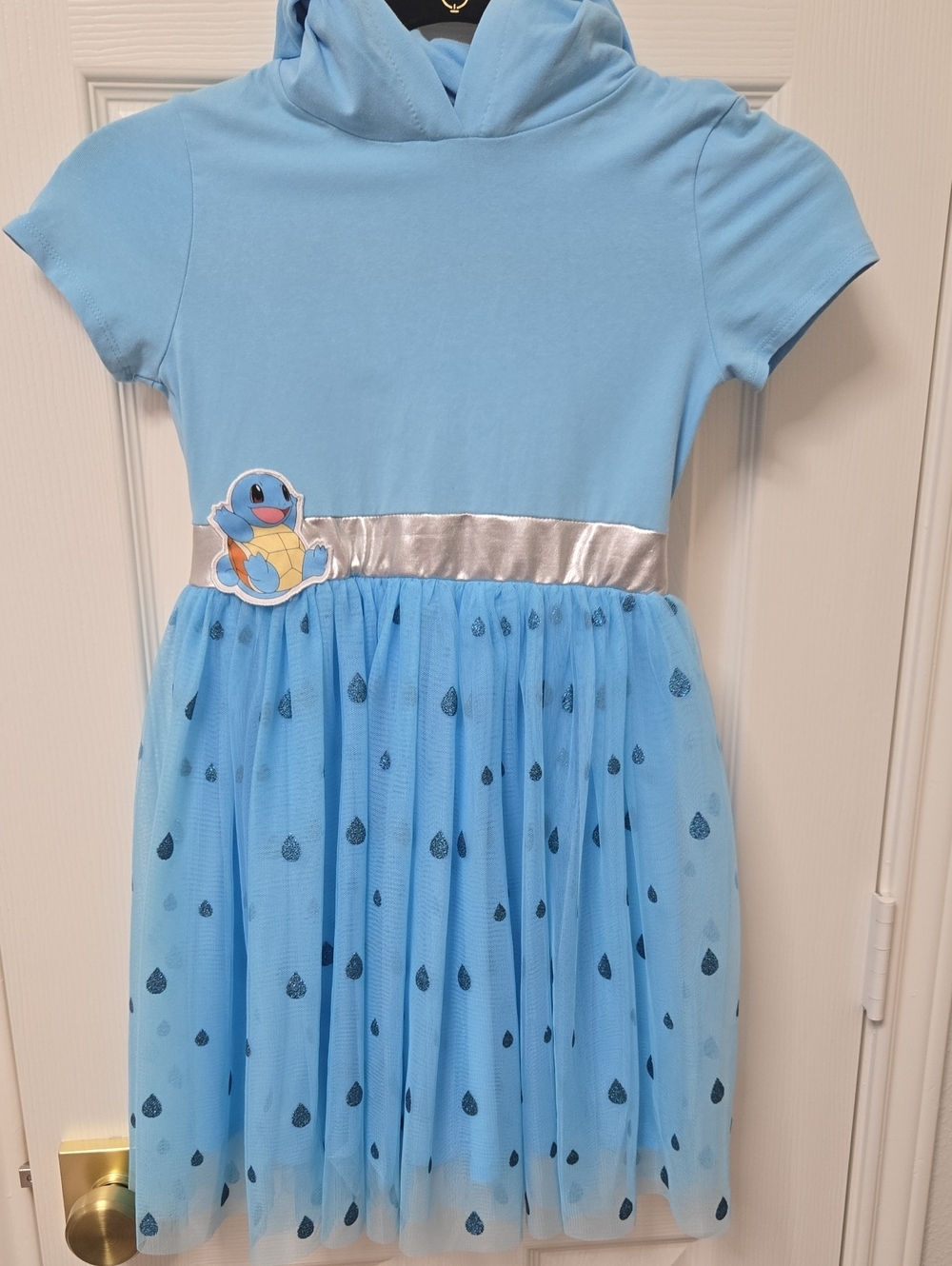 Pokemon Squirdle Light Blue Hooded Dress with Silver Waistband,M(7/8)